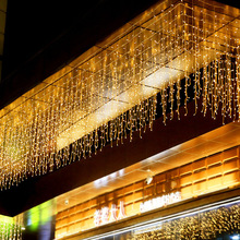 Cortina icicle led string lights 220v 5m droop 0.4-0.5-0.6m luzes de fadas para beirais jardim varanda chritmas decoração