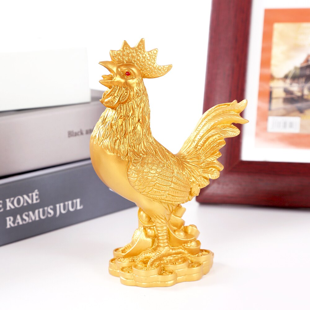 Rooster sculpture model resin gold chicken ornaments home decorations auspicious living room office desktop ornaments