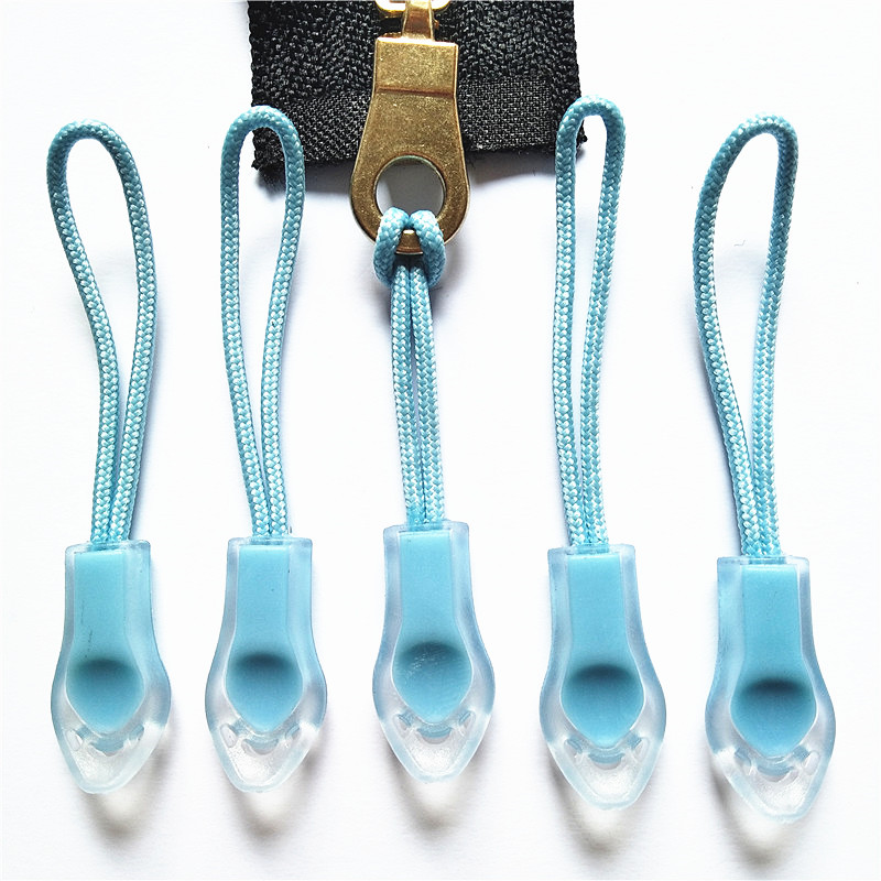 50Pcs Backpack Zipper Transparent Pull Cord Zip Fastener Zip Slider: 50pcs light blue
