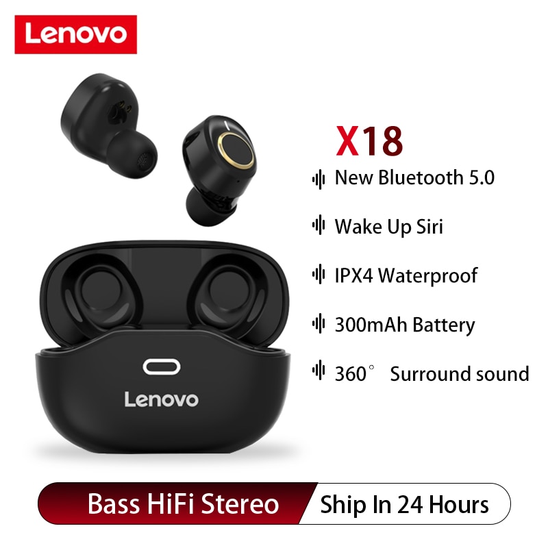Lenovo X18 TWS écouteurs Bluetooth 5.0 casque sans fil écouteurs de sport anti-transpiration avec micro Siri Assistant vocal pour Android iOS