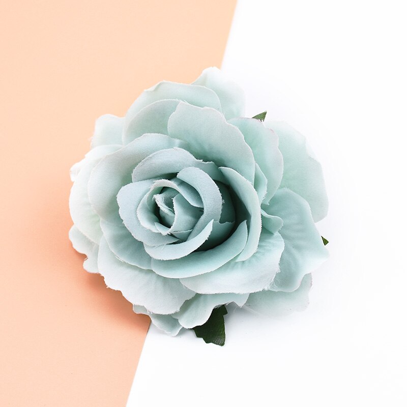 10 stk kunstige blomster til hjemmet bryllup dekoration julekrans brud broche diy håndlavet æske silke roser blomstervæg: Farve 10