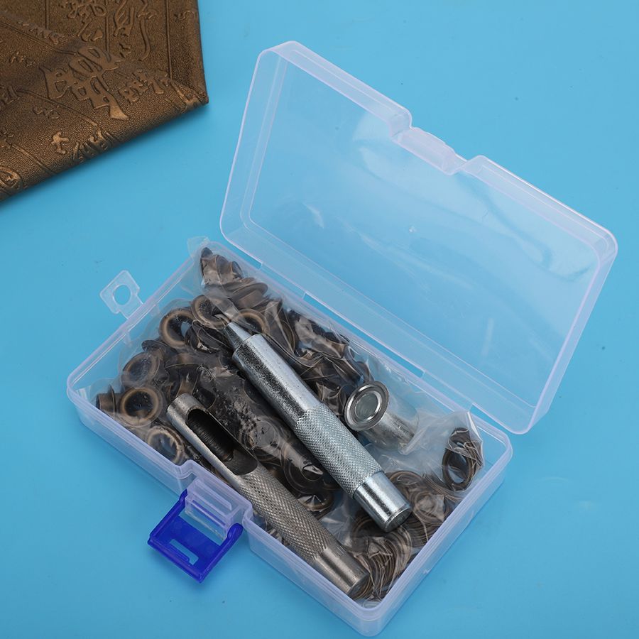 100pcs Bronze Round Eyelet Punch Die Tool Kit DIY Eyelets for Clothing Bags Advertising Eyelets Punch Tool