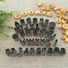 37Pcs Rvs Alfabet Letter Nummer Fondant Cake Biscuit Bakvorm Cookie Cutter