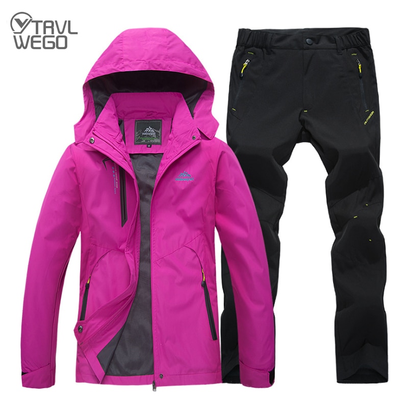 TRVLWEGO Woman Trekking Jackets Hiking Fishing Outdoor Coat&Pants Set Sports Single Jacket And Quick-drying Trouser Suit