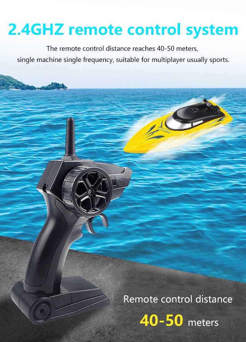 Barcos RC 2,4g Barco de Control remoto dura 20 minutos remo de alta velocidad verano agua niño doble capa impermeable modelo Avión de juguete