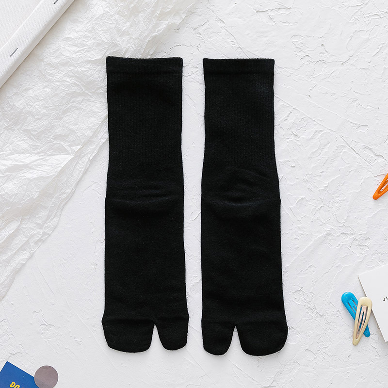 Tongs Kimono japonais, sandales à orteils fendus, chaussettes en coton pour hommes et femmes: Black