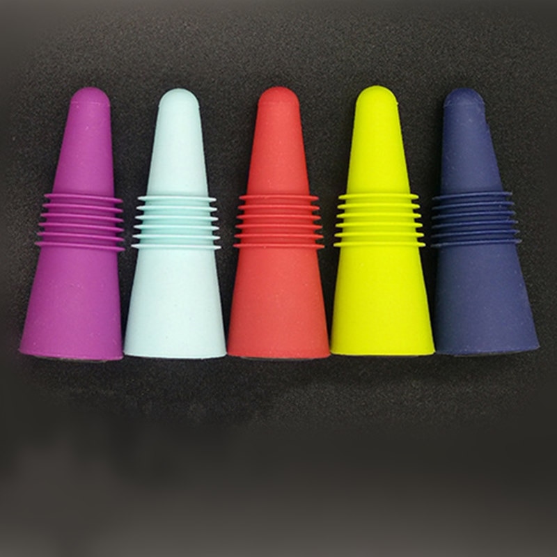 Farverig vinprop i rustfrit stål silikone øl vin korkprop flaskedæksel opbevaring drejelåg stik genanvendelig vakuumforseglet  d5