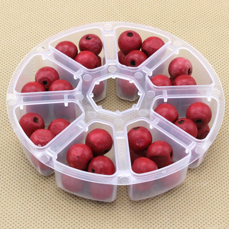 8 Grid Clear Transparent Plastic Craft Beads Jewelry Storage Case Collection Container Box with Lid Round Storage Box