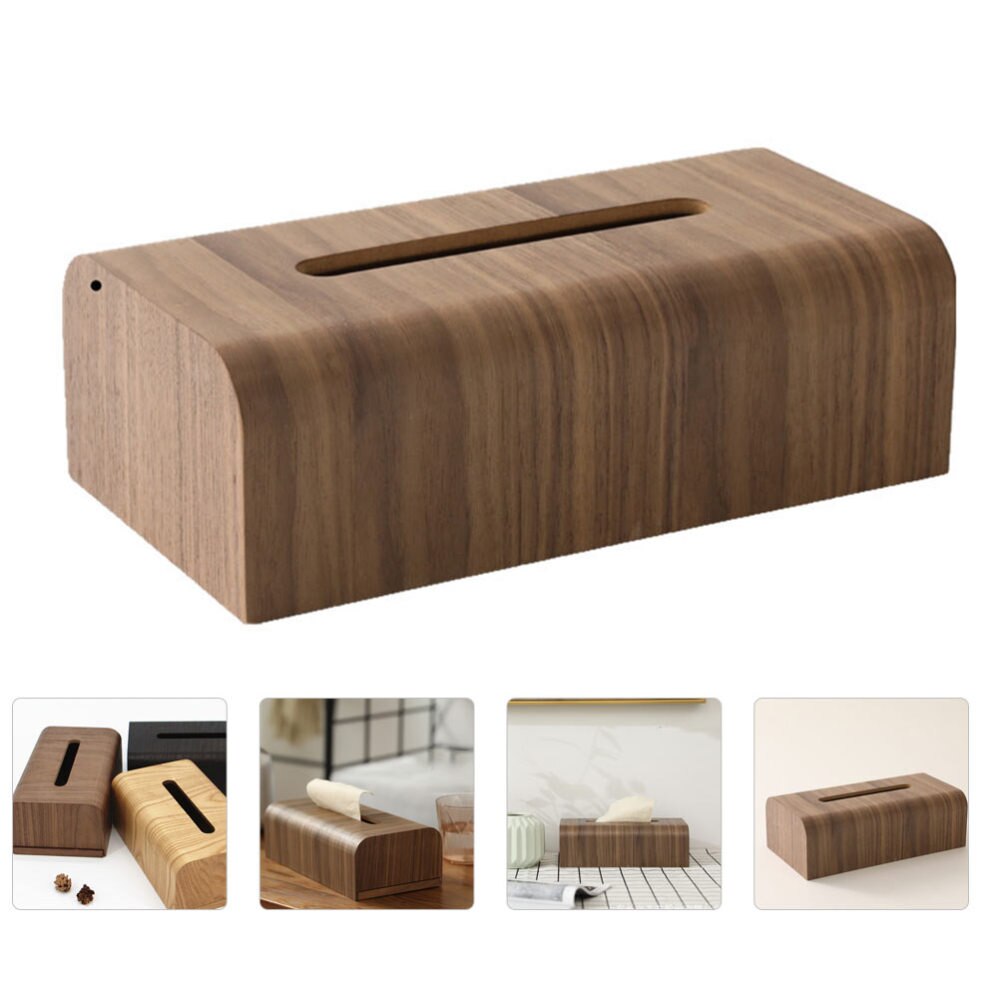 1Pc Houten Tissue Doos Decoratieve Servet Doos Eenvoudige Desktop Tissue Houder (Bruin)