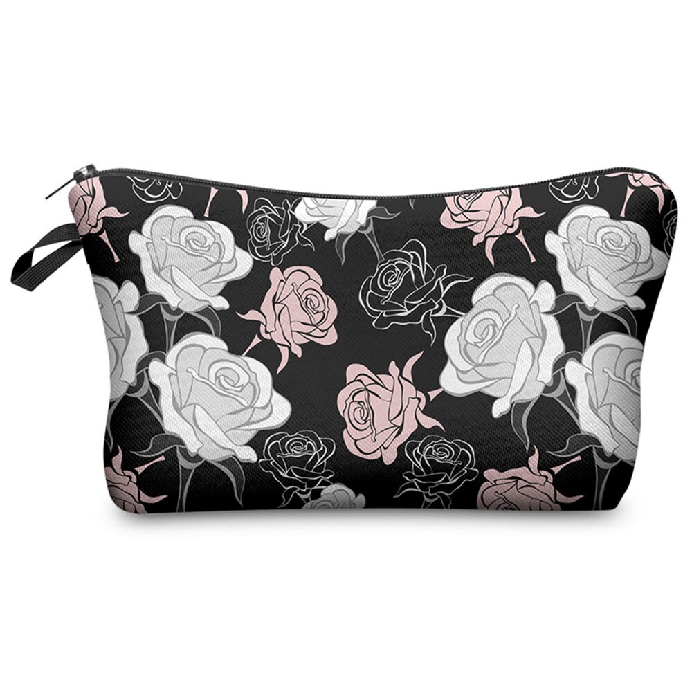 Who Cares Flower 3D Printing With Multicolor Pattern Makeup Bags with Zipper Travel Ladies Pouch Women Cosmetic Bag: bpd41404