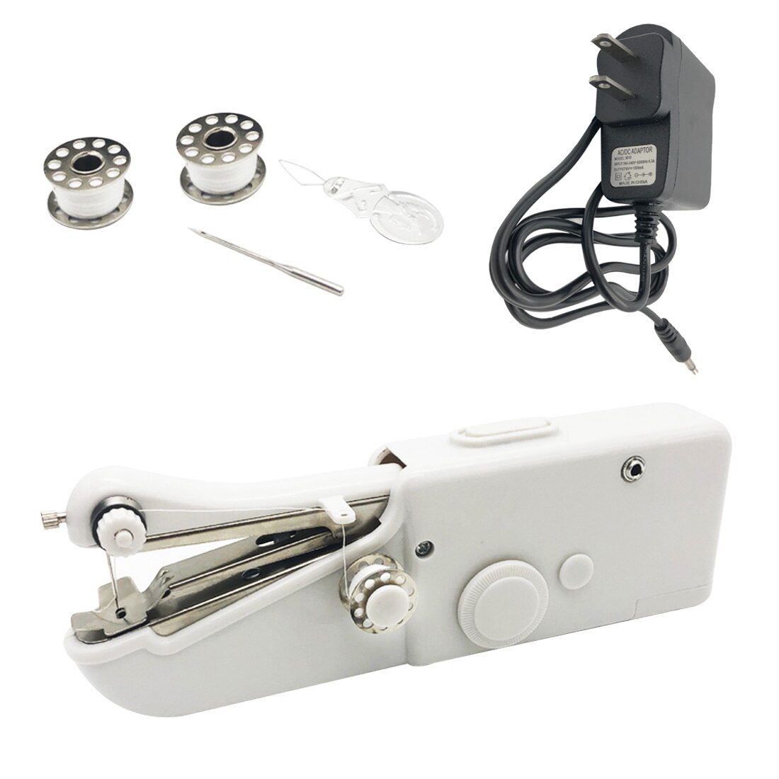 Mini máquina de coser manual portátil, puntada eléctrica manual rápida, costura, costura, telas de ropa sin cable, Hogar para reparaciones: US plug