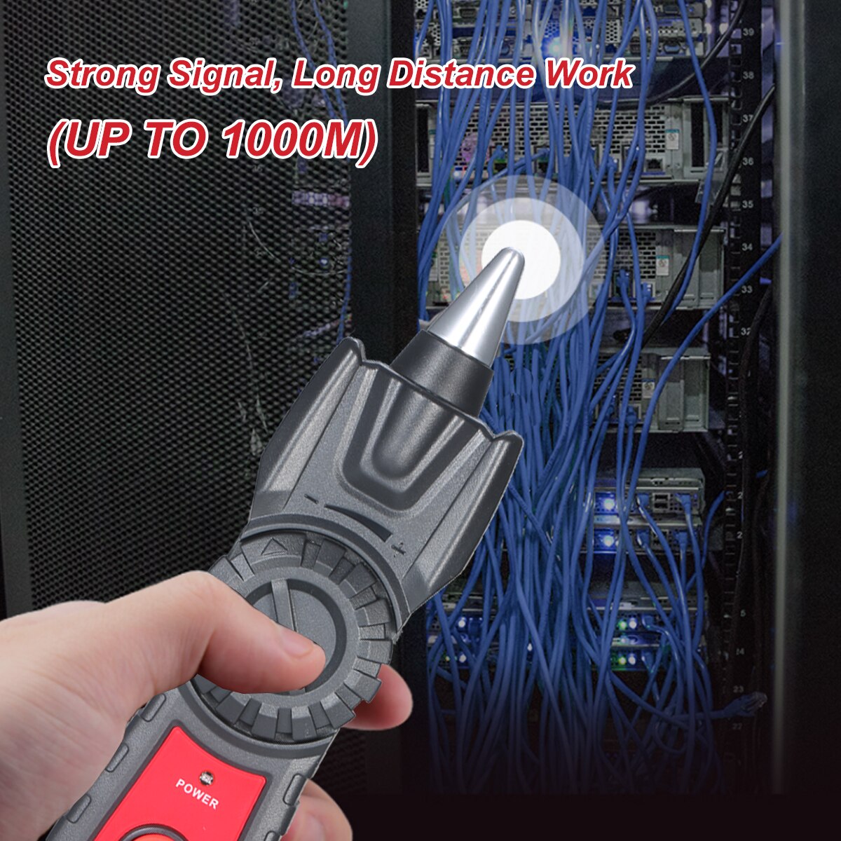 Portable Wire Tracker Multifunctional RJ11 RJ45 Cable Tester Telephone &amp; Network Line Finder with Headphone Jack LED Light