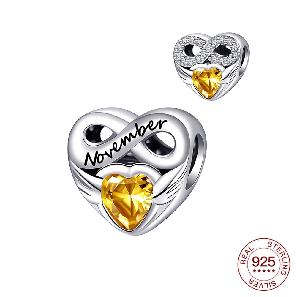 925 Zilveren Charm Vier Seizoenen Lucky Stone Charm Hart Glanzend Zirkoon Hanger Fit Originele 3Mm Armband Voor Vrouwen Sieraden: BMT180-11