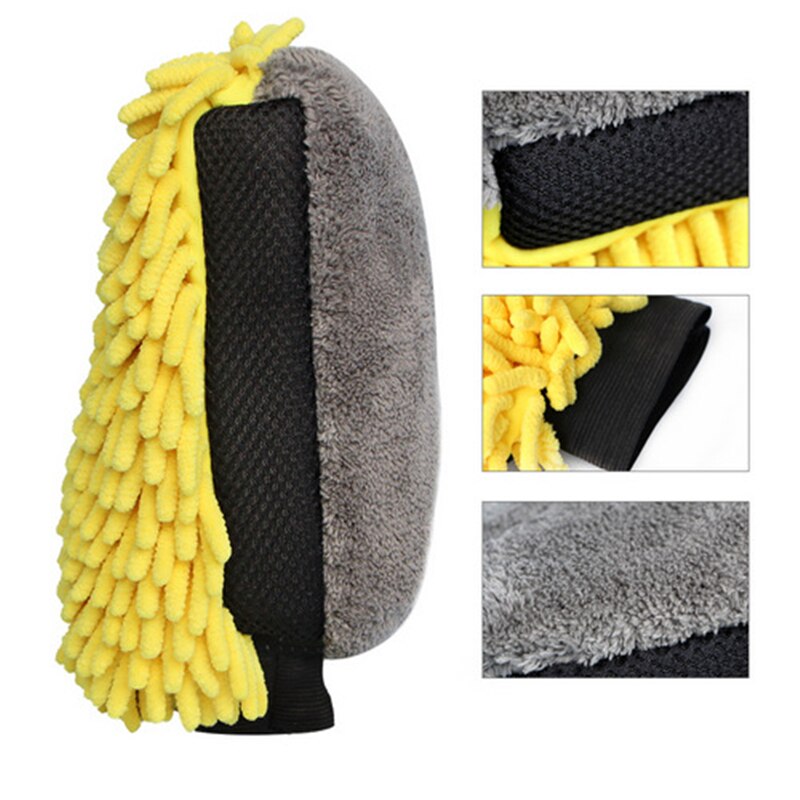 Bilvask handsker bil rengøring værktøj blød absorberende handske auto detaljer vaske handske klud blød og tyk mikrofiber handske