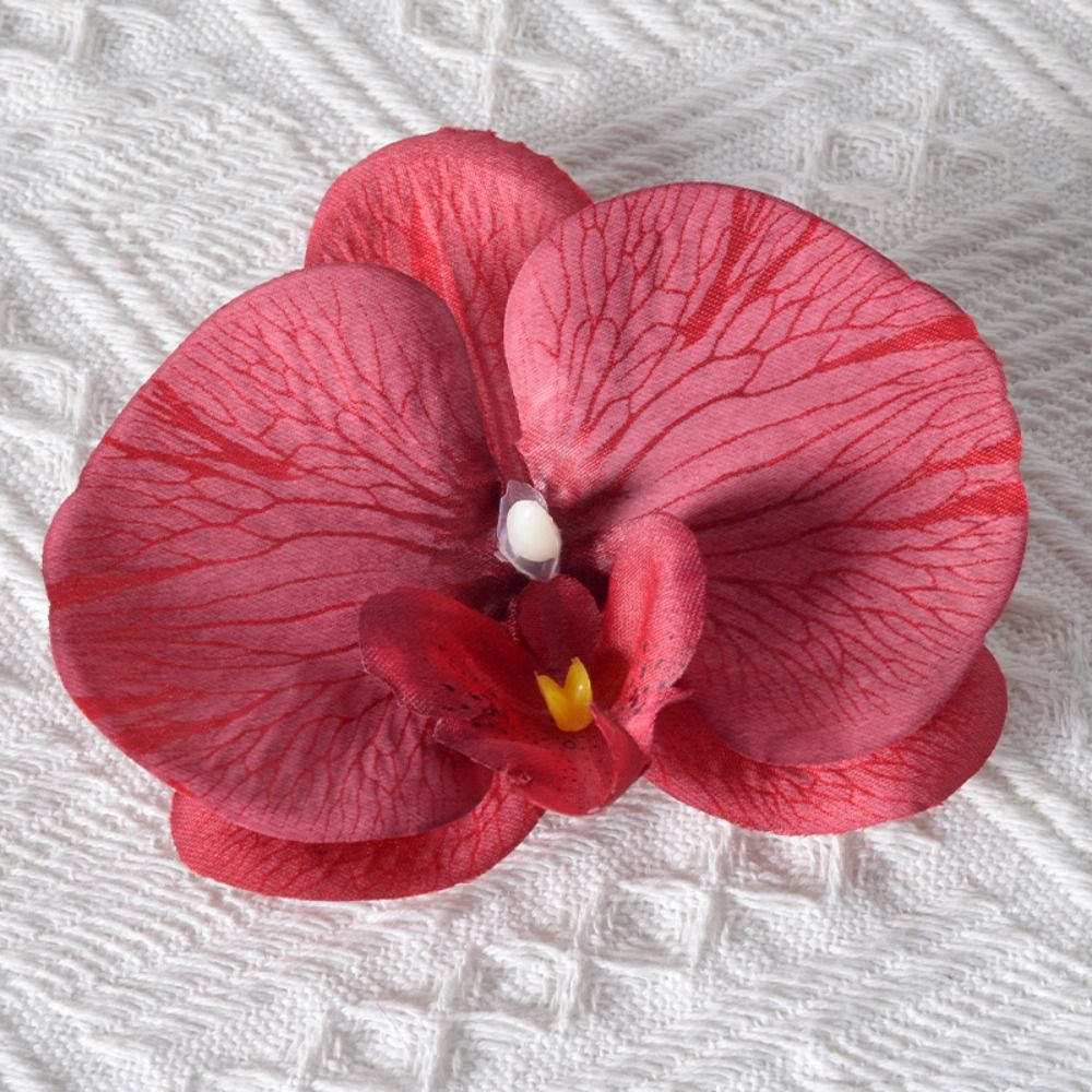 broszka DIY biżuteria zrobienie rękodzieło symulowane kwiat Wykonany ręcznie Akcesoria stroik motyl orchidea kwiat dekoracja spinka do włosów prezent: Beżowy