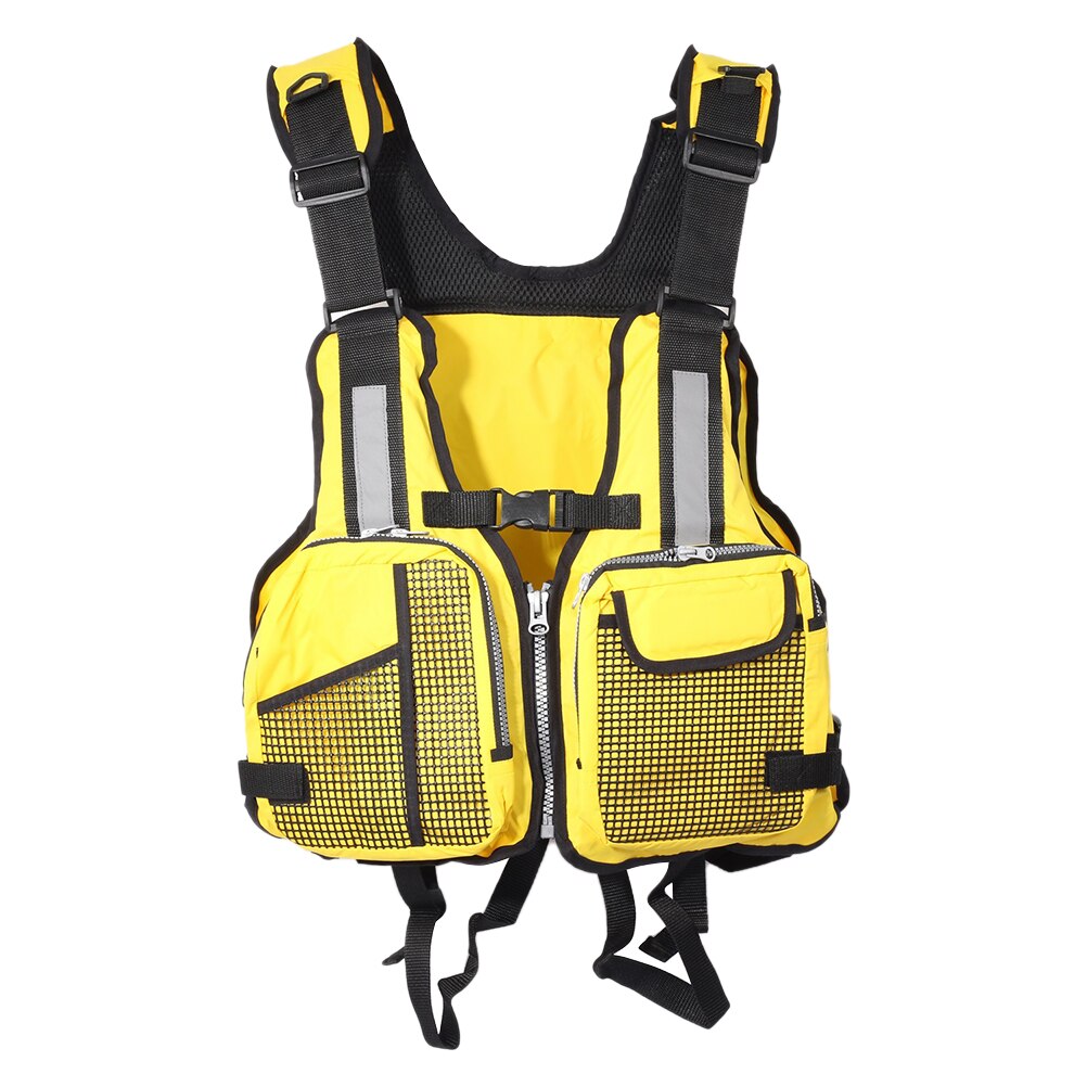Chaleco salvavidas ajustable para adultos, salvavidas seguro para navegar, Kayak, canoa, pesca con mosca, ayuda acuática, con múltiples bolsillos: yellow