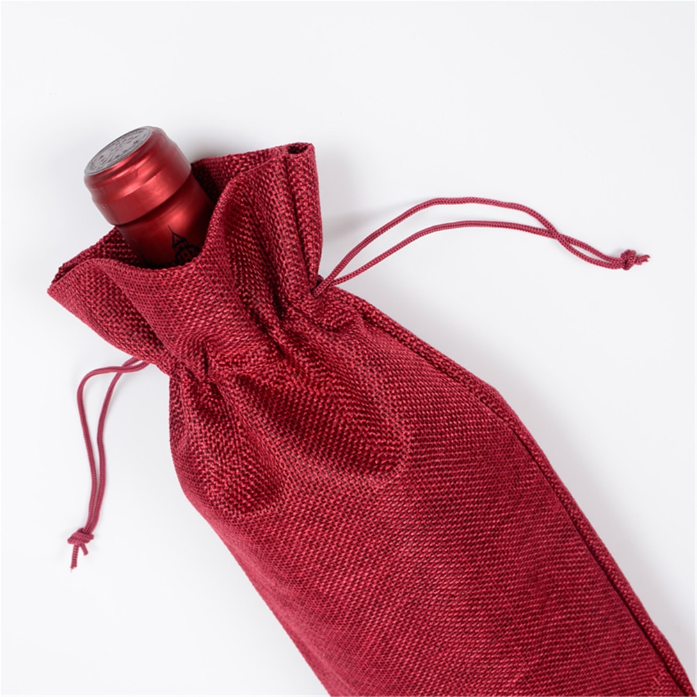 2pcs Red Wine Bottle Cover Wine Packaging Reusable Bottle Wrap Bag (Deep Wine Red and Dark Blue)