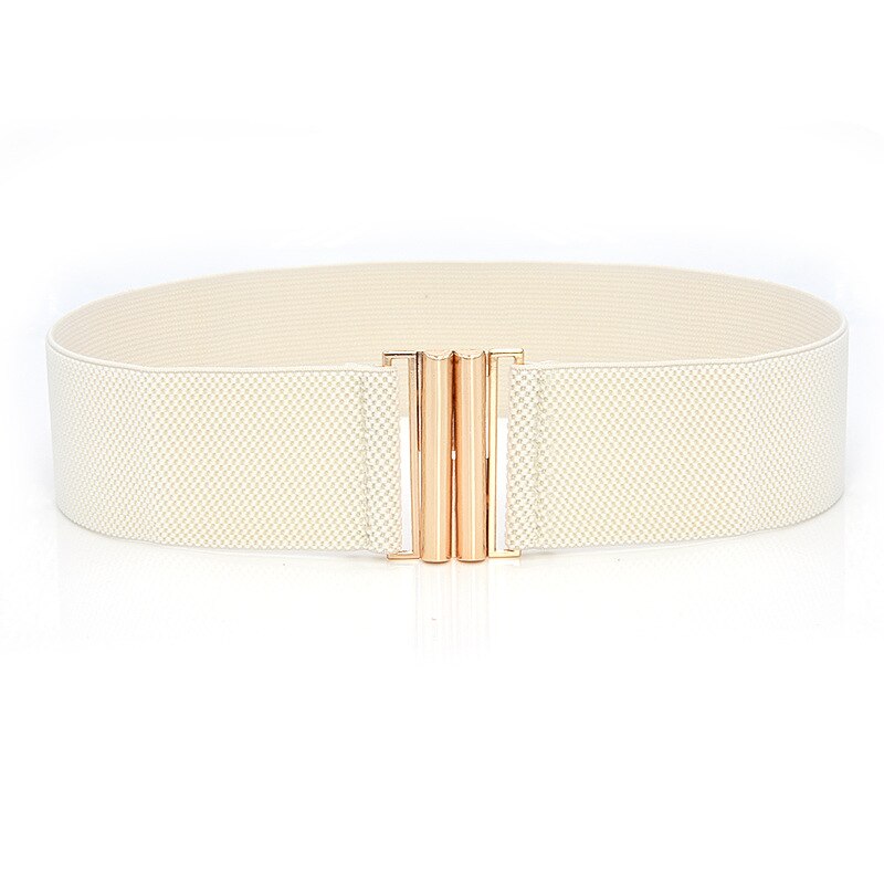 Cintura elastica larga da donna cintura tinta unita accessori cintura elasticizzata corsetto largo vita fibbia in metallo cintura femminile calda: Beige