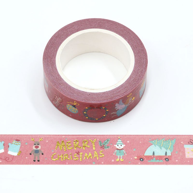 Merry Christmas foil Masking Washi Tape Decorative Adhesive Tape Decora Diy Scrapbooking Sticker Label Stationery: 8