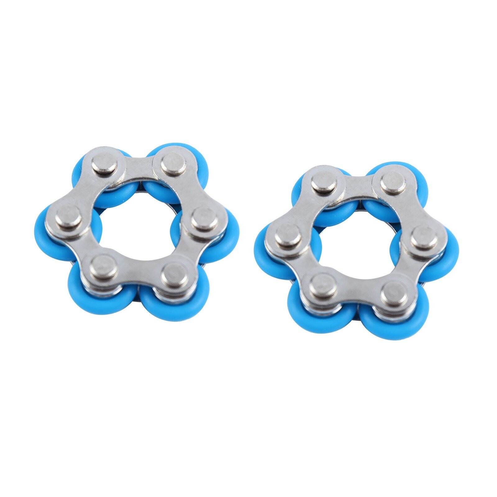 2pc Bike Chain Fidget Toys Bicycle Chain Stress Relief Toys Autism Stress And Anxiety Relief Toys Anti Stress Magnetische Ringen: Light blue