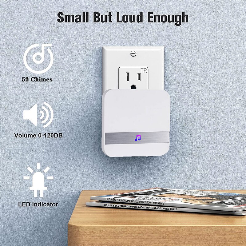 Wireless Welcome Chime Kit Plug-through Smart Doorbell Remote Control Button Door Bell Home Security Accessories