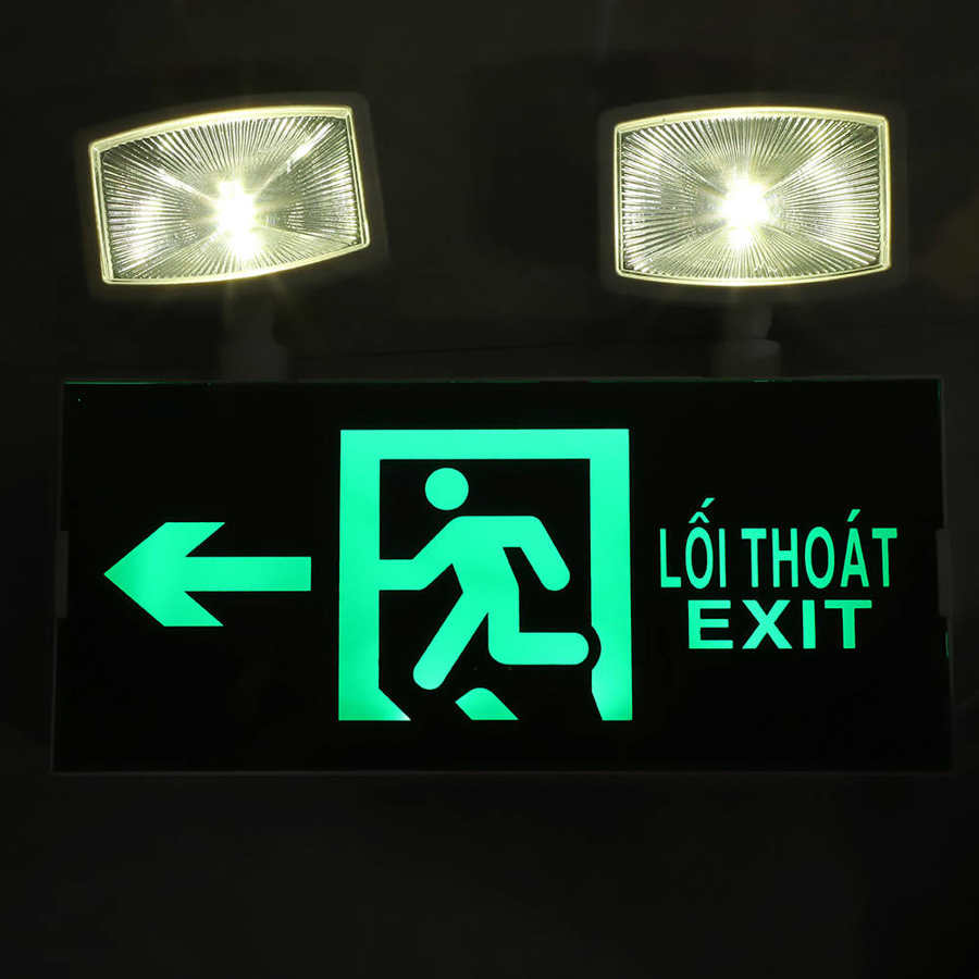 Udgangsbelysningsskilt led nødudgangsskilt evakueringsindikatorlys med vietnamesisk engelsk 220v eu-stik