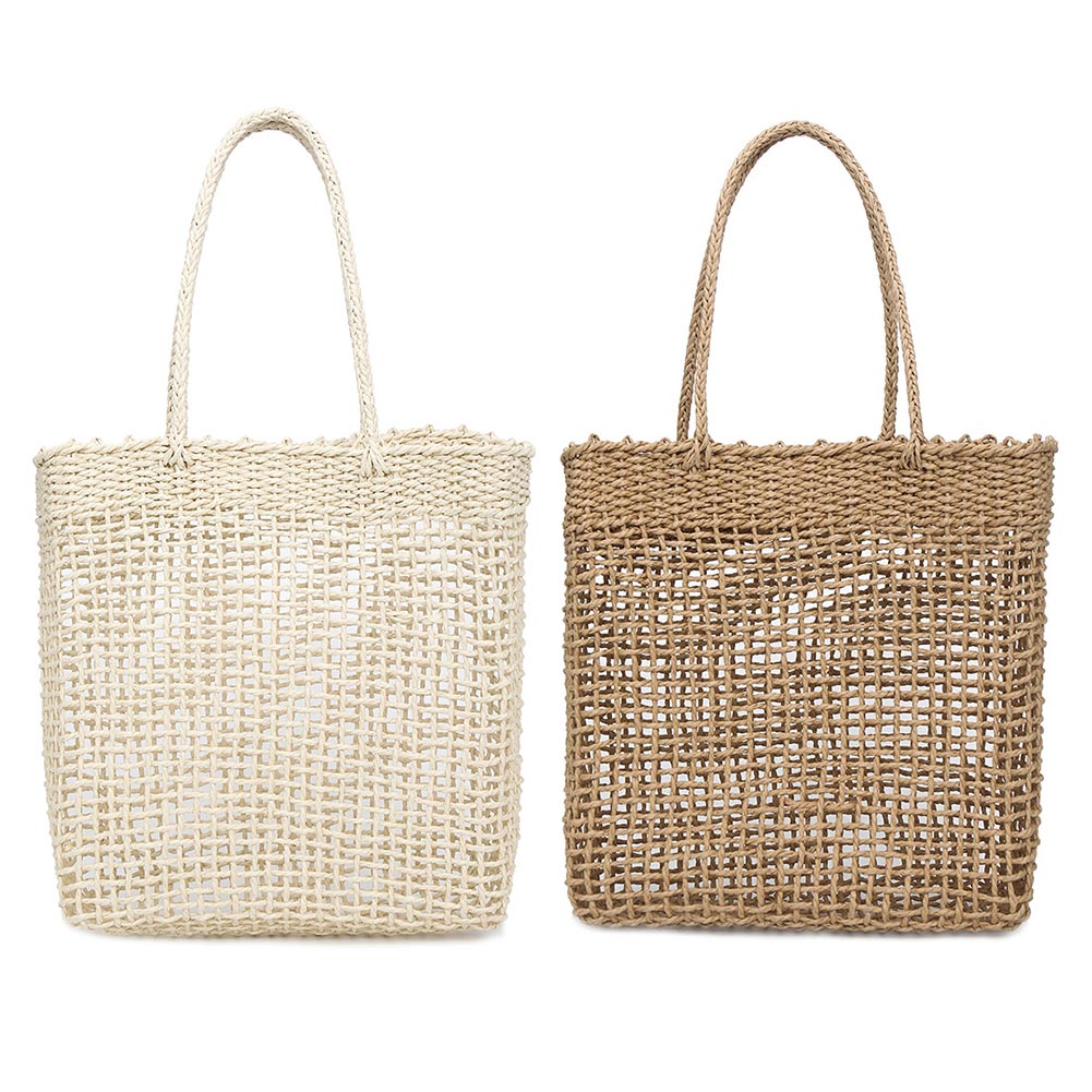 Women Handbag Hollow Handmade Straw Woven Tote Large Capacity Summer Beach Shoulder Bag Party