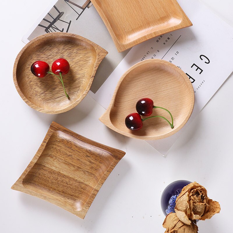 petit plat en bois japonais plats irréguliers assiette à Dessert en bois assiette à noix