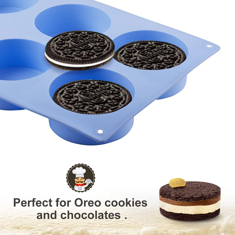 Silicona Oreo Cookie Moldes de chocolate para galletas Jabón Pudín Jello Muffin Cilindro antiadherente Moldes antiadherentes para hornear BPA Free
