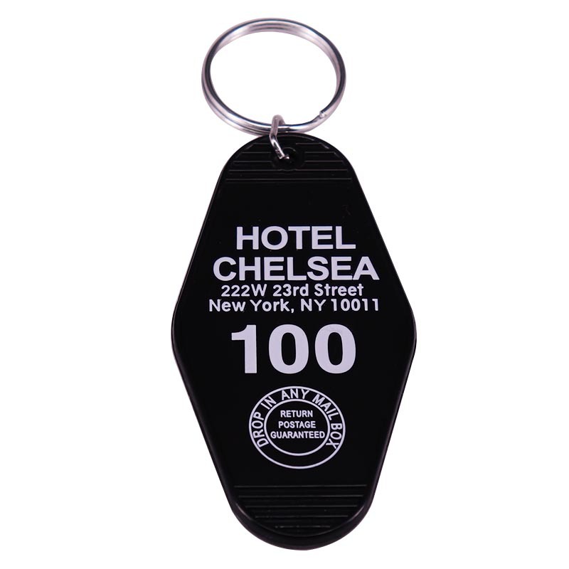 Creativiteit Klassiek York Hotel Chelsea Sleutelhanger Sleutelhanger Motel Sleutel Verschillende kleuren Goed uitziende sleutelgesp Mode-sieraden: Paars