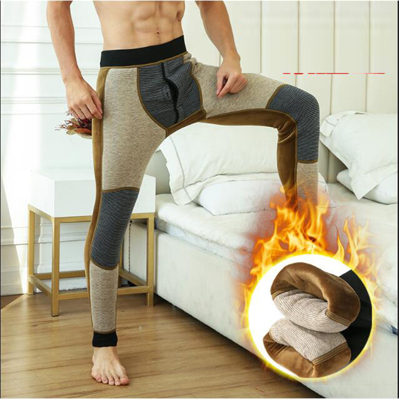 Talvi lämpimät housut miesten yksiväriset lämpimät legginsit miesten plus sametti paksu polvisuojat puuvilla mukava lämpö alusvaatteet bo