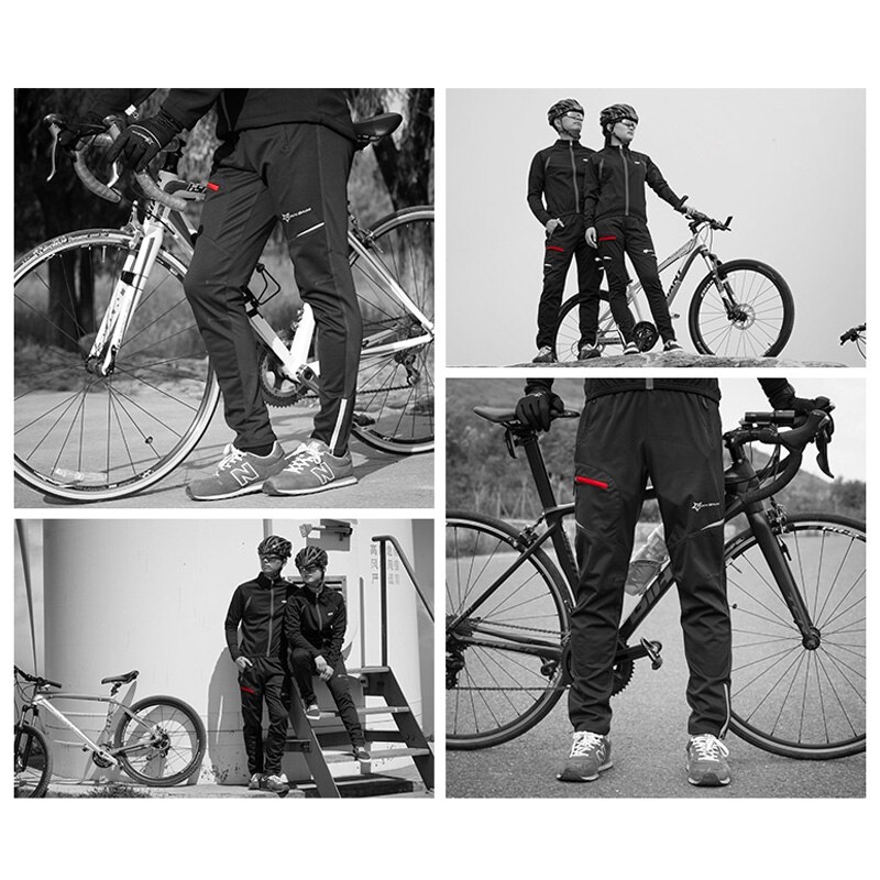 Efterår vinter cykelbukser vindtæt holder varm termisk sort sportsbukser mænd mtb cykel elastisk talje medias cykelbukser