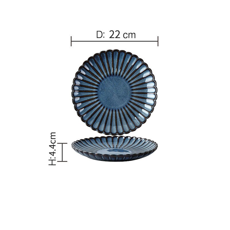 Kiln Glazed Ceramic Plate Set French Stripe Relief Decor Western Restaurant Steak Dish Home Dinner Main Dish Kitchen Tableware: C-small