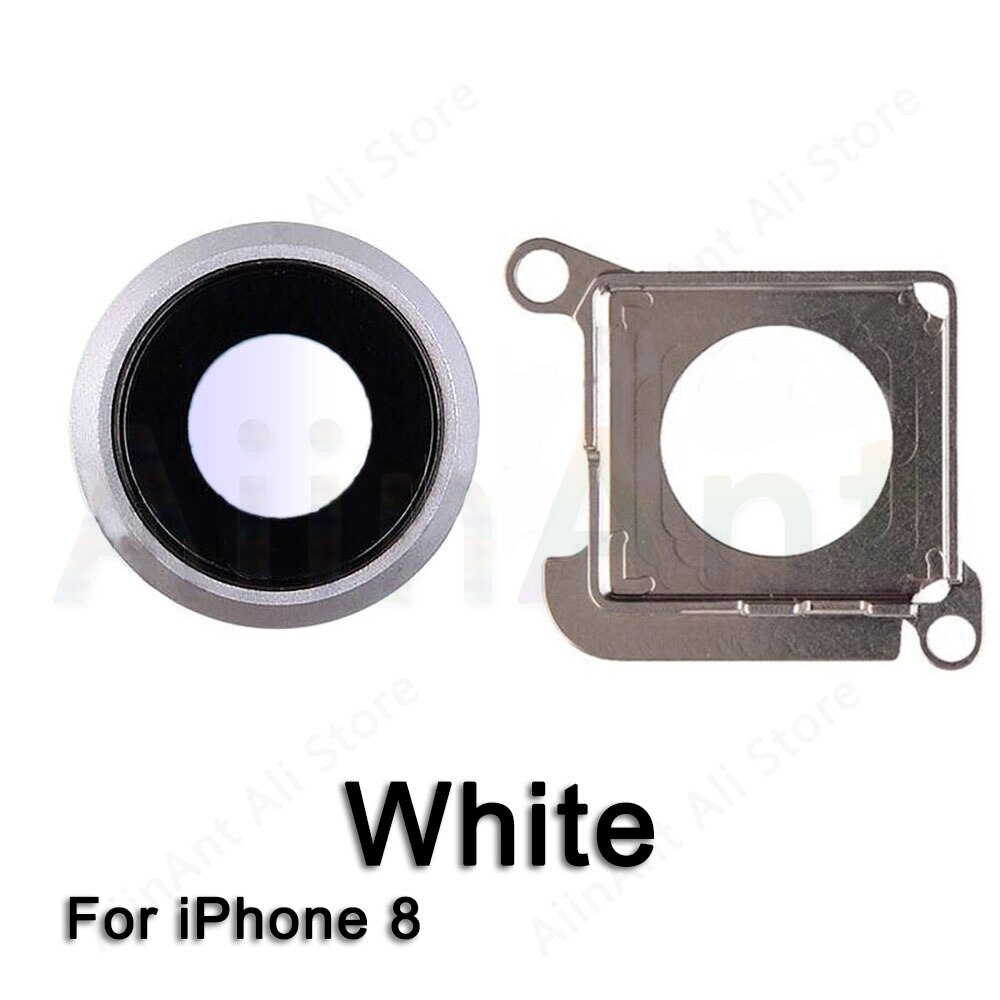 Originele Sapphire Crystal Back Achteruitrijcamera Glas Ring Voor iPhone 7 8 Plus Camera Lens Ring Cover Reparatie Onderdelen: i8 White