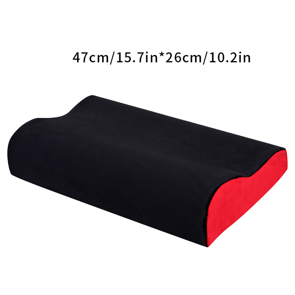 Volwassenen Hals Beschermen Memory Foam Kussen Met Effen Fluwelen Kussensloop Voor Slaapkamer Cervicale Gezondheidszorg Verbeteren Zacht Slapen: 50x30cm black red