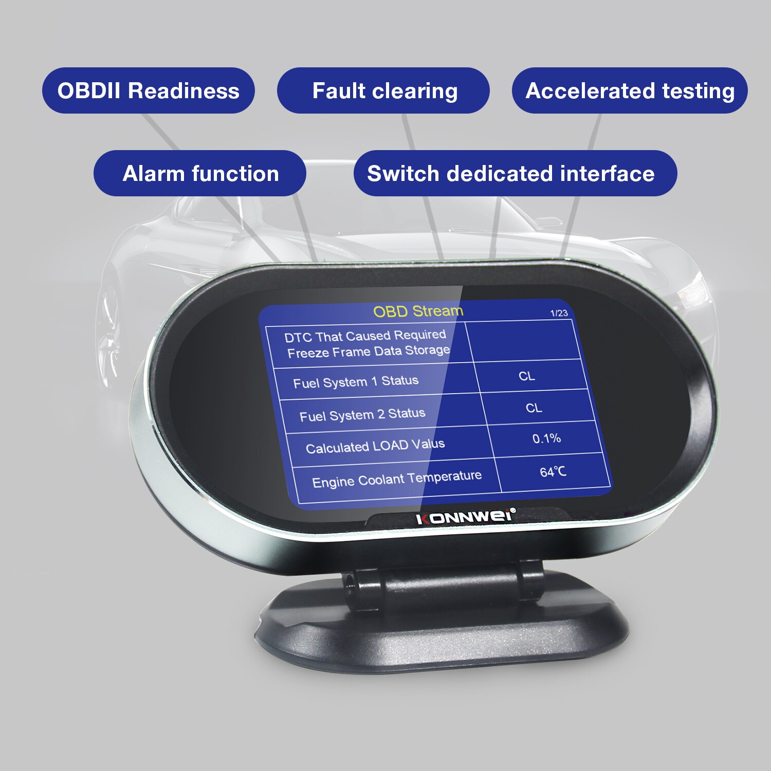 Ajotietokone obd 2 konnwei  kw206 obd 2 auto auto obd 2 skanneri polttoaineenkulutus veden lämpötila mittari hud digitaalinen näyttö