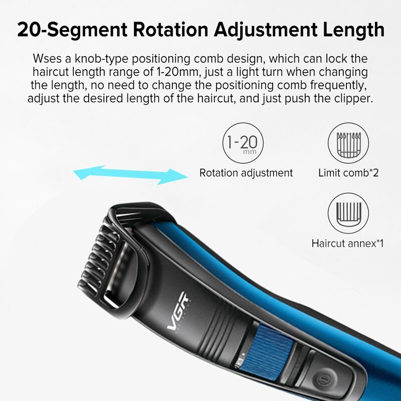 EAS-VGR V-052 tondeuse à cheveux électrique limite réglable peigne coupe cheveux rasoir USB Rechargeable tondeuse à barbe