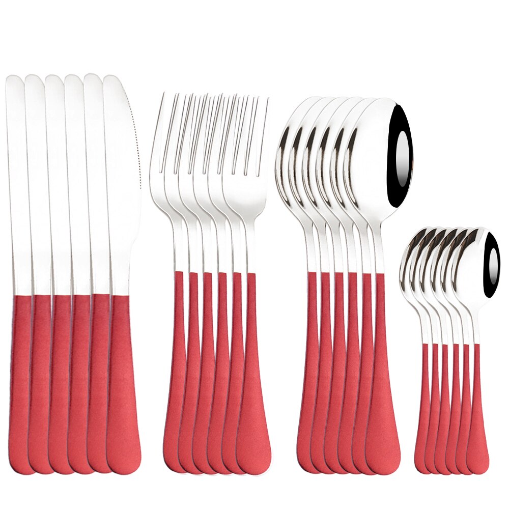 Set di posate in oro rosso 24 pezzi Set di posate in acciaio inossidabile 304 Set di stoviglie da cucina coltello da forchetta cucchiaio Set di stoviglie Set di posate: Red silver