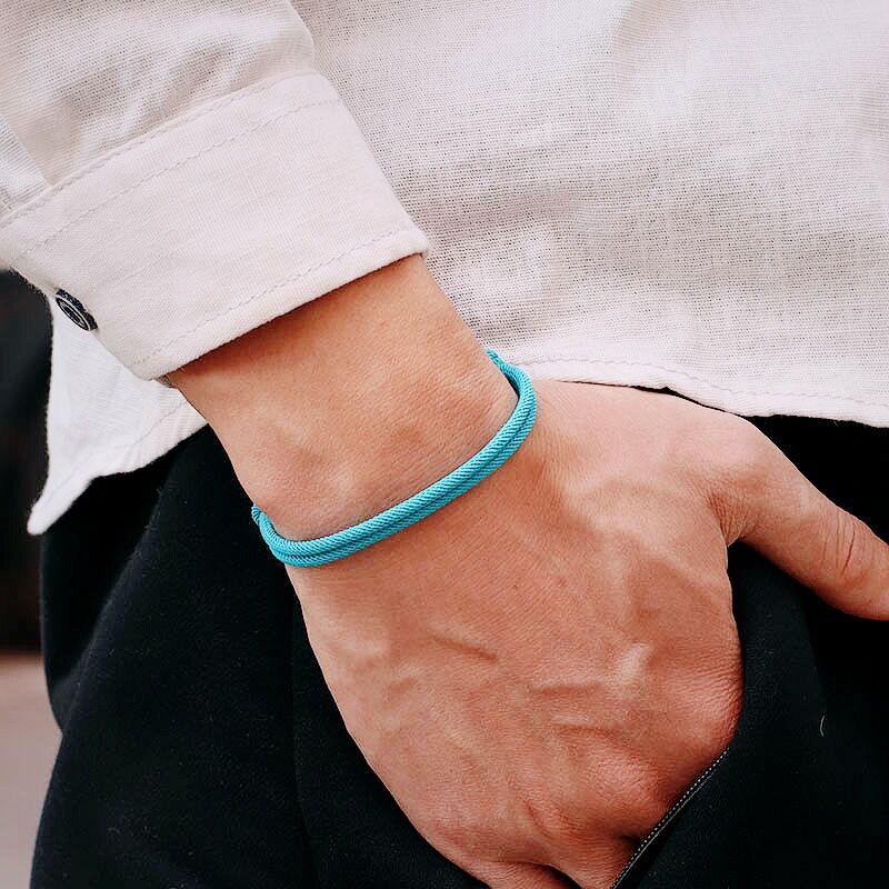 Nueva pulsera de cuerda ajustable hecha a mano para hombre, pulsera de relación de cuerda fina de 4mm, para él, Brazalete de hilo de la suerte, Pulseira