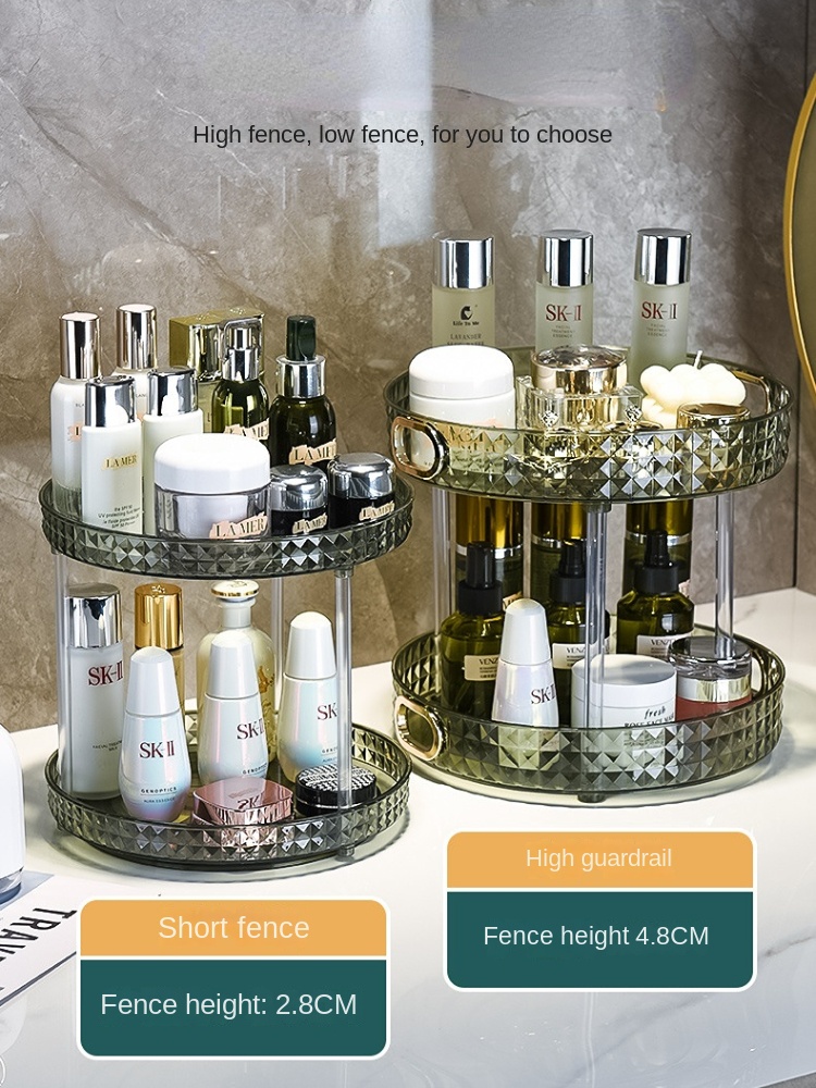 Luxury Dressing Table Cosmetic Rotating Storage Shelf Box Bathroom Desktop Shelf Perfume Skin Care Product Shelf Tray Shelf