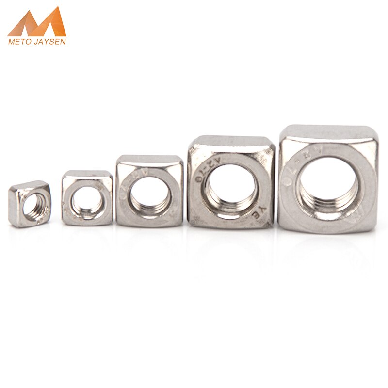 M3 M4 M5 M6 M8 M10 M12 Square Nut 304 Stainless Steel Metric Threaded Square Nuts Foursquare Quadrate Nut