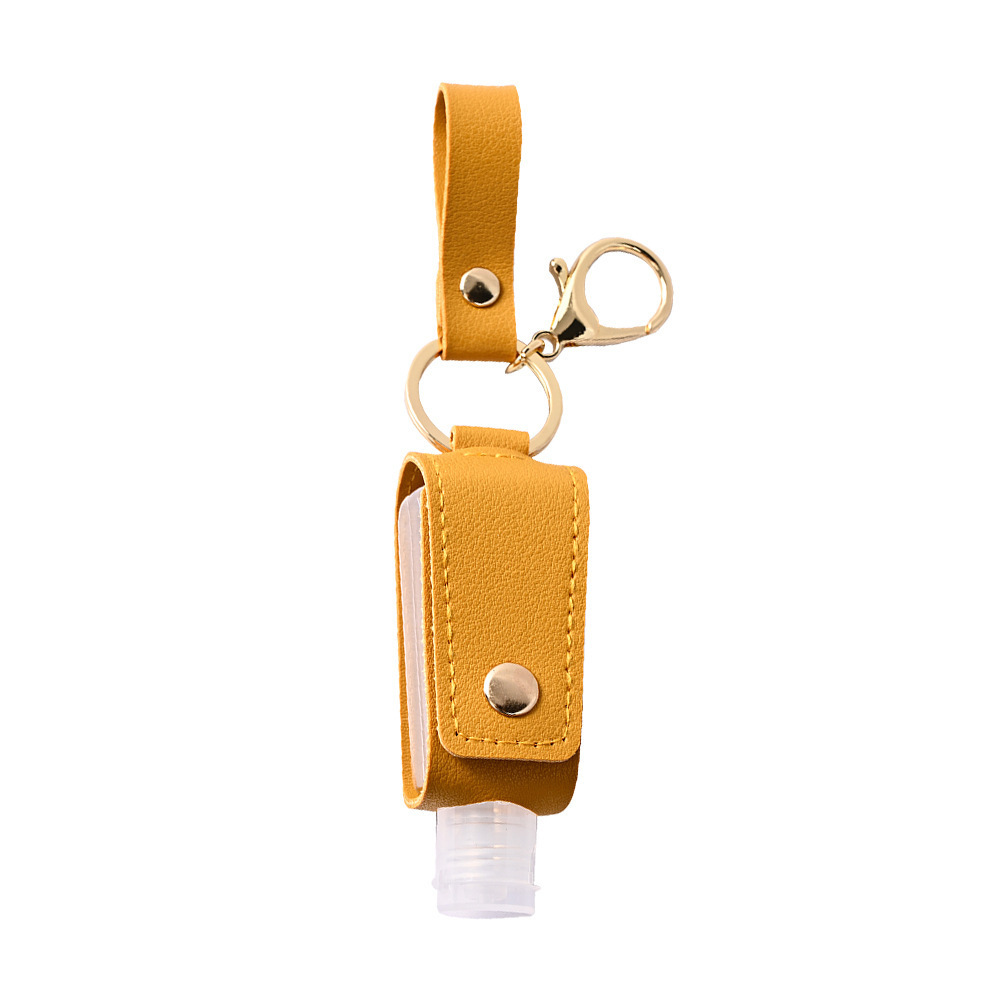Porte-clés de Gel hydroalcoolique 30ml, étui de désinfectant pour les mains, Mini bouteilles de Gel hydroalcoolique Portable, étui en cuir, porte-clés de santé: YELLOW