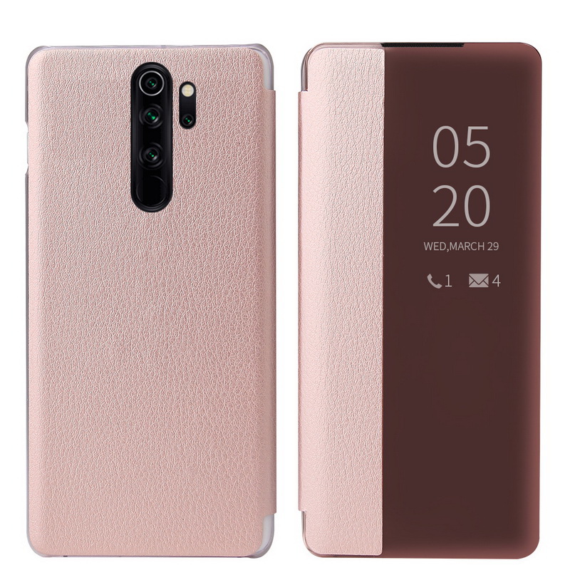 PU Leather+Hard PC Window View Smart Flip Case For Xiaomi Redmi Note 8T 8 7 Pro 8A 7A Smart Window View Cowhide Flip Case Cover: For Xiaomi Redmi 8 / Rose Gold