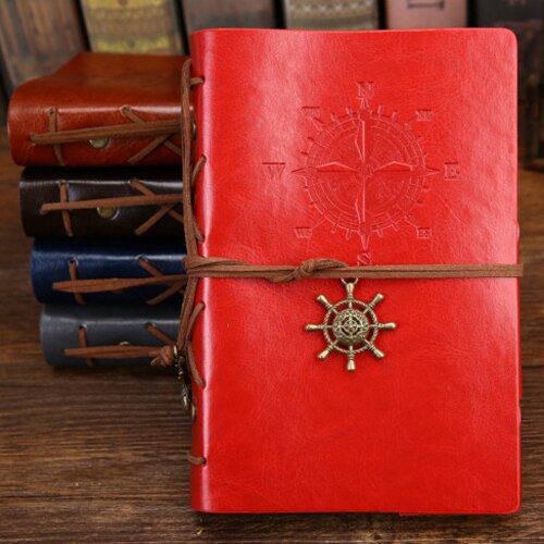 Vintage Pirate A5 Agenda Agenda avec couverture en Faux cuir Filofax carnet de notes pour l'école coréenne papeterie ou voyageur: Red / Small 105x145mm