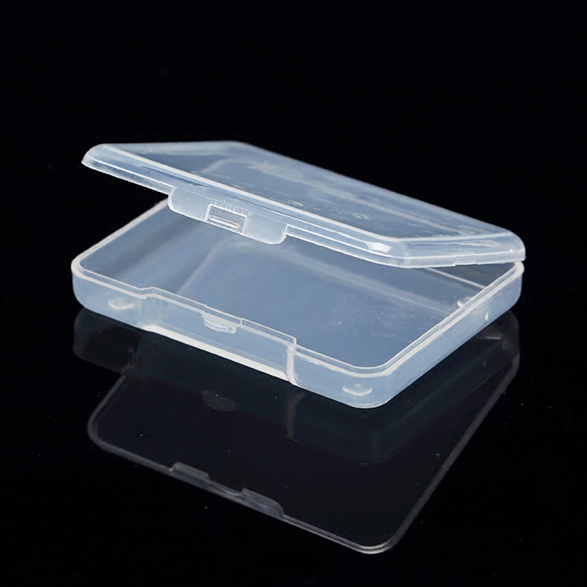 Caja de contenedores de almacenamiento de cuentas de plástico transparente con tapa con bisagras para cuentas y más, Mini caja vacía Rectangular de 6,8x5,2x1,1 cm