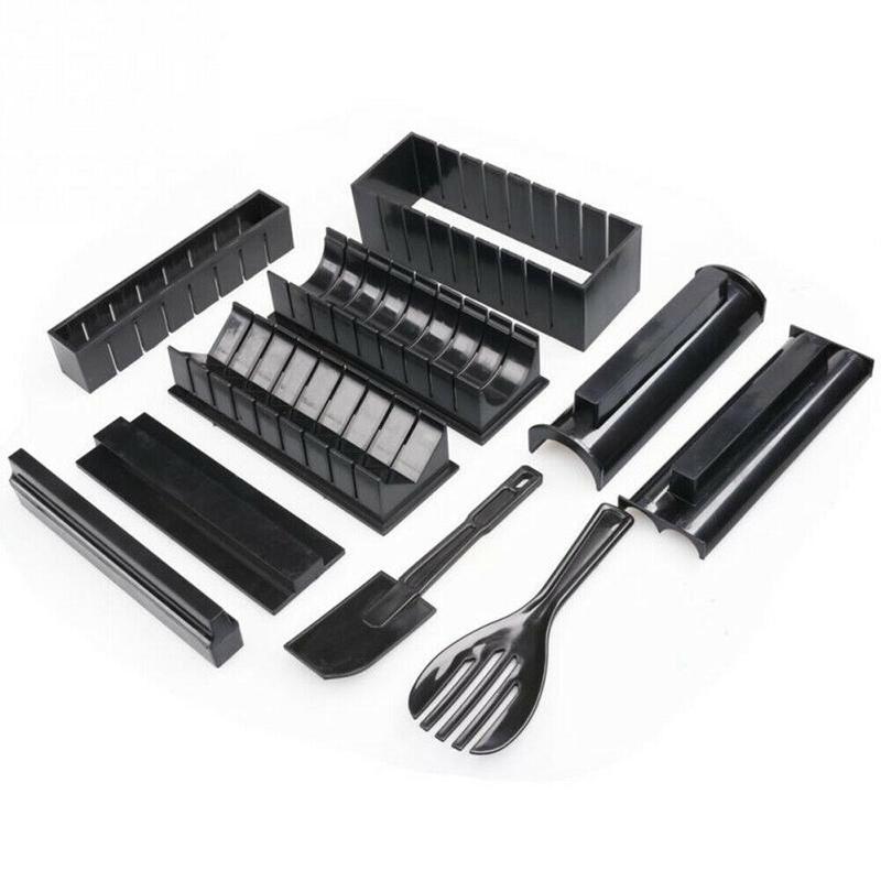 Kit de fabrication de Sushi en rouleau, 10 pièces, Diy, moule en rouleau de riz, outils de cuisine, Sushi japonais, outils de cuisine, noir