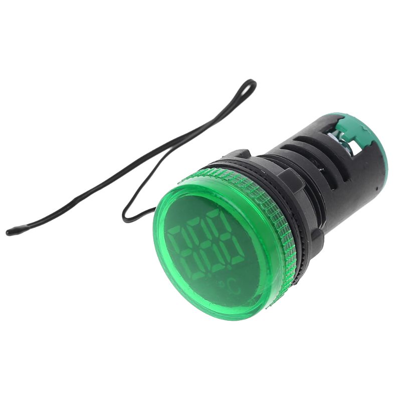 Termómetro Digital LED de 22mm -20-199 Celsius, medidor de temperatura redondo, Sensor Detector para coches y camiones, CA 50-380V: Verde