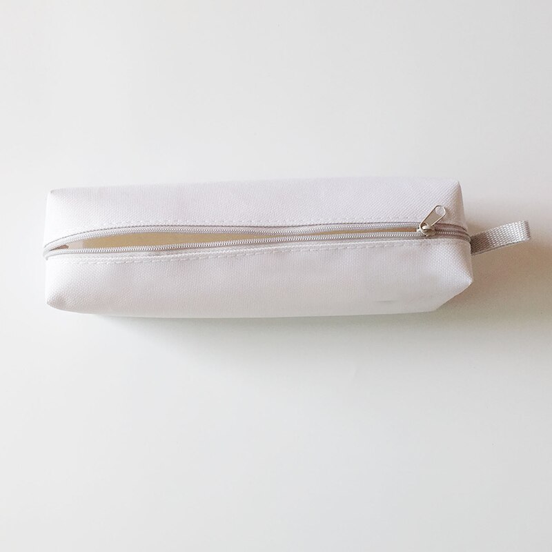 Pencil Case Makeup Bag Canvas Zipper Pen Bag Box Solid Cosmetic Bag School Stationery Bag Cosmetic Brush Bag For Girl Boy: White