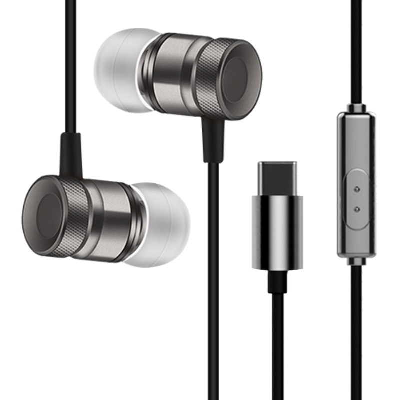 Type c usb-microfoon game-oordopjes dynamische cirkelvormige oordopjes in-ear bas metalen ruisonderdrukking headset voor samsung huawei xiaomi