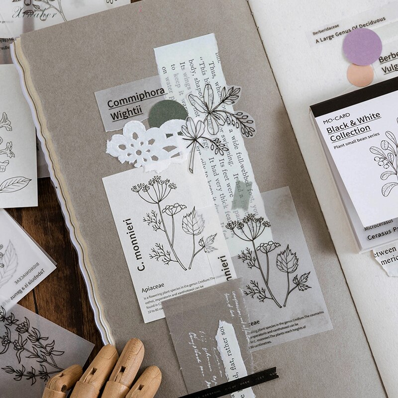 80 stk soppblomstblad mini boksider materiale papir søppel journalplanlegger scrapbooking årgang dekorativt diy håndverk papir